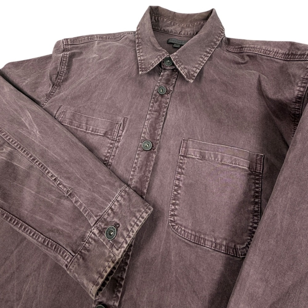 John Varvatos Blythe Mens Shirt Jacket Button Up Long Sleeve Cotton Purple XL